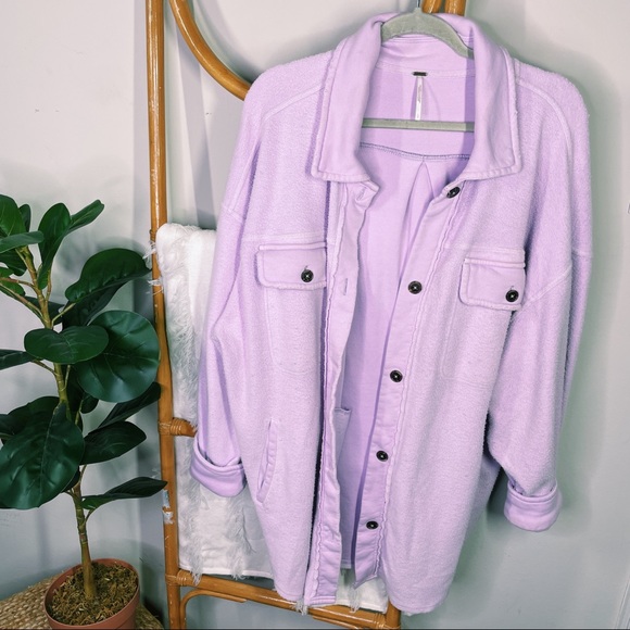 Free People Ruby Jacket Purple Shacket sz L - Picture 3 of 6